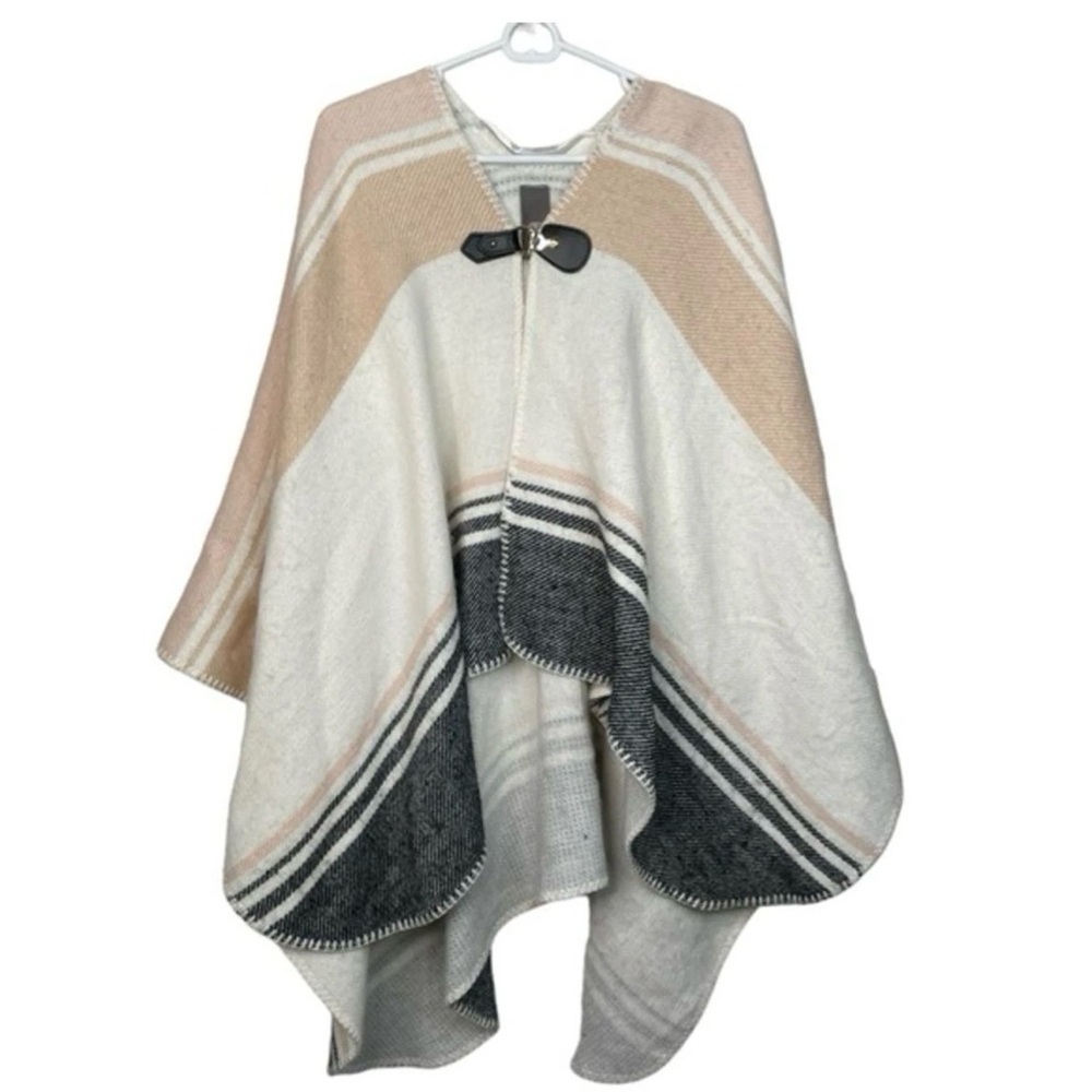 Vince Camuto Elegant Cream , Pink and Black Poncho